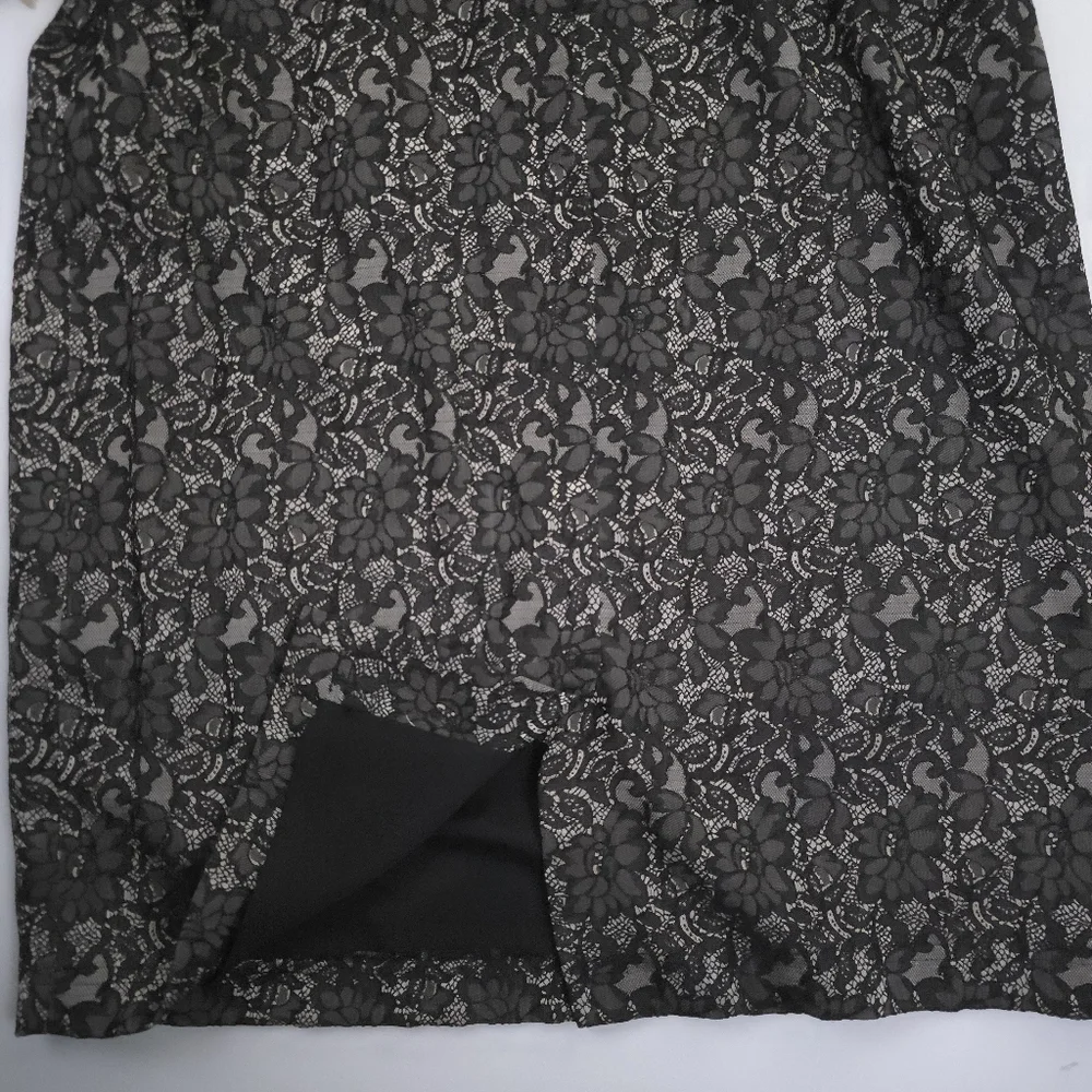 Adrianna Papell Black Bronze Lace Textures Dress Sz 12 - Picture 8 of 9